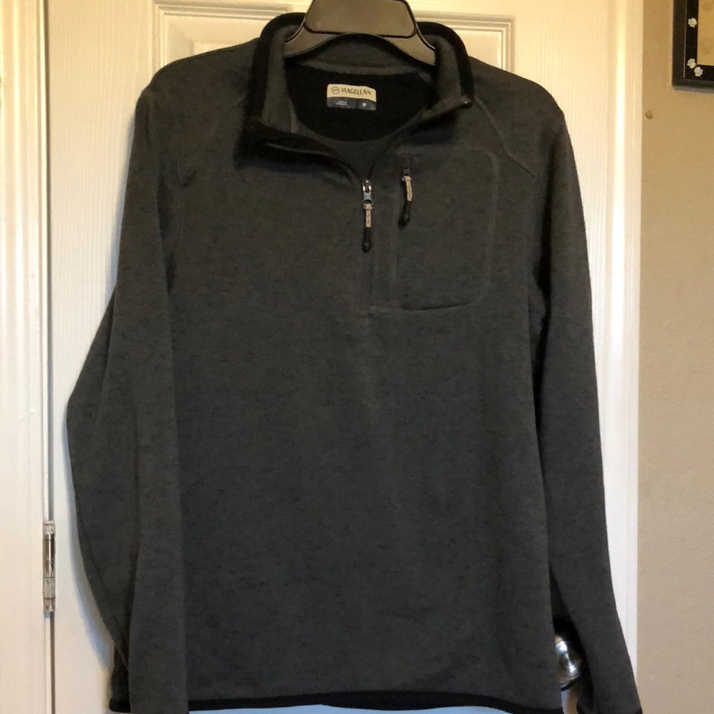 Magellan Outdoors Gray Zip Up Sweater Fleece